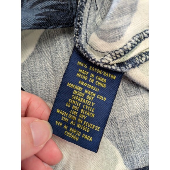 Island Traders Women's Hawaiian Shirt Button Down Blue White Floral Aloha Large - Picture 8 of 10